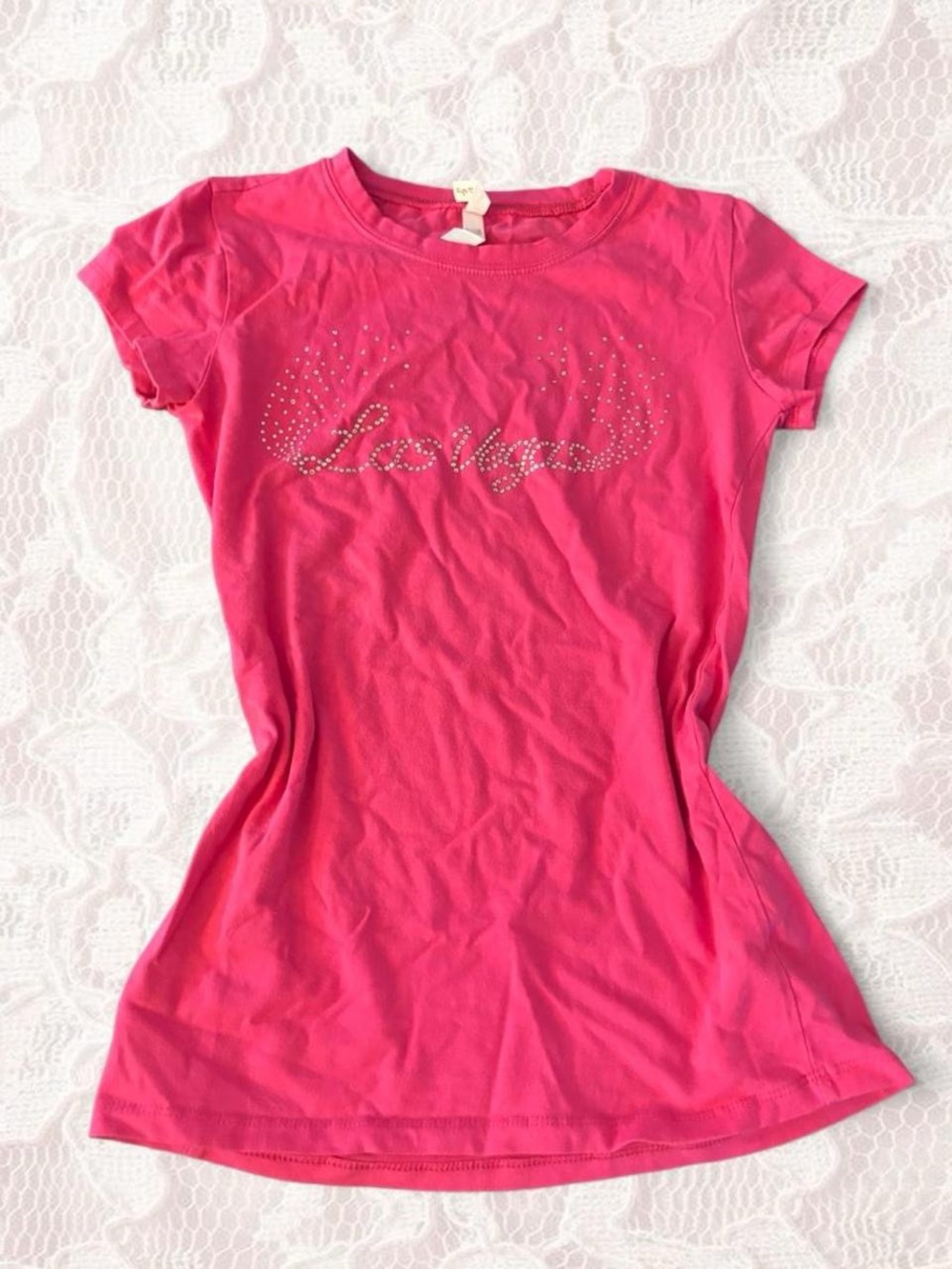 ' Hot Pink Rhinestone Logo Tee